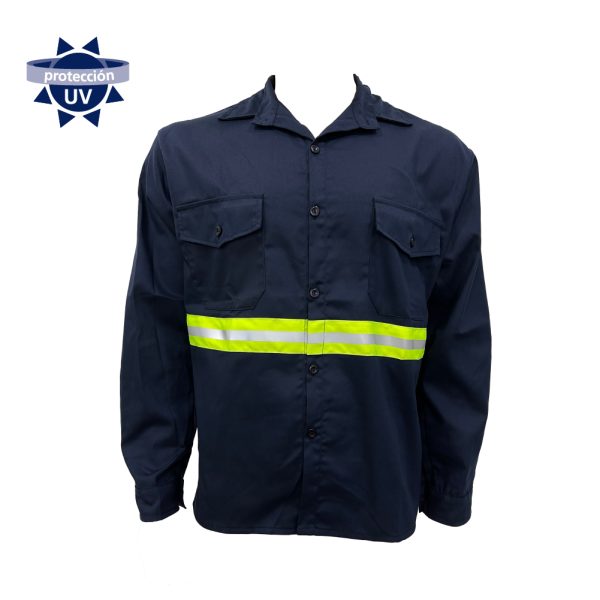 Camisa de trabajo brin azul con reflectivo