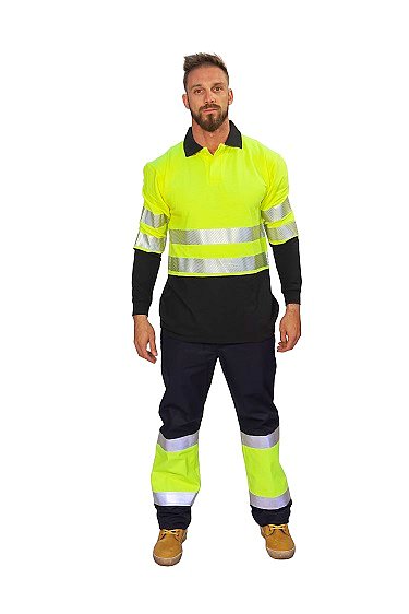 Pantalón de trabajo hi- viz amarillo azul con reflectivo -