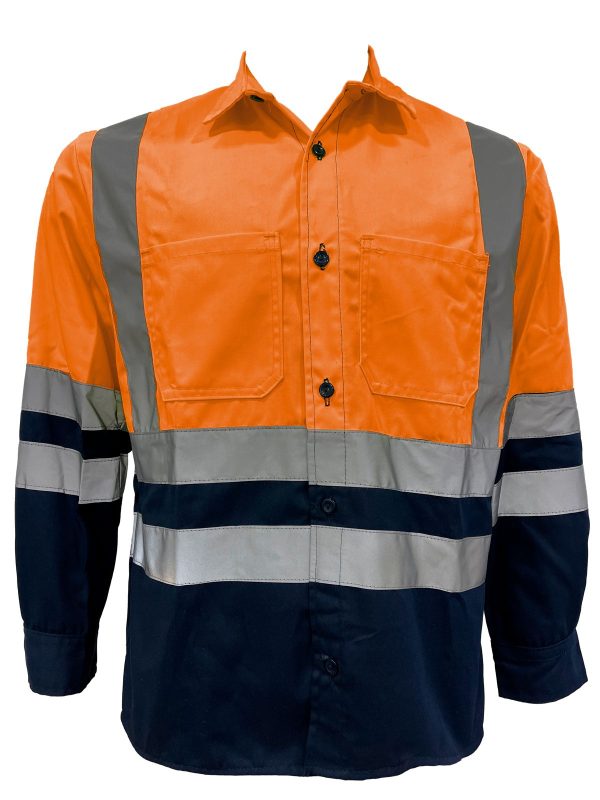 Camisa de trabajo hi- viz naranja y azul con reflectivo 3M