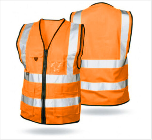 Chaleco Naranja Reflectivo Con Bolsillos