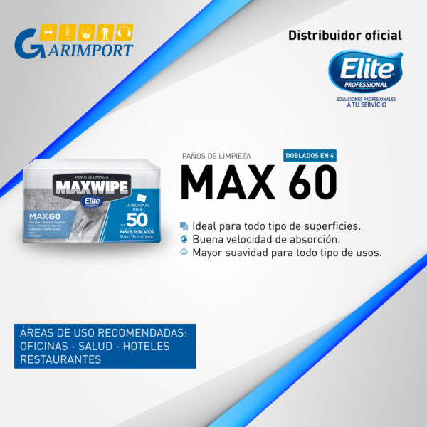 50 Paños doblados Maxwipe 60 Elite
