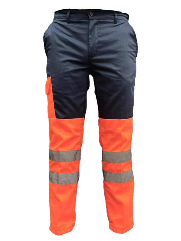 Pantalón de trabajo hi- viz naranja y azul con reflectivo 3M