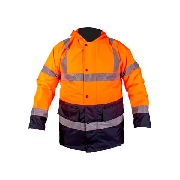 Campera parka Naranja / Azul  con reflectivo