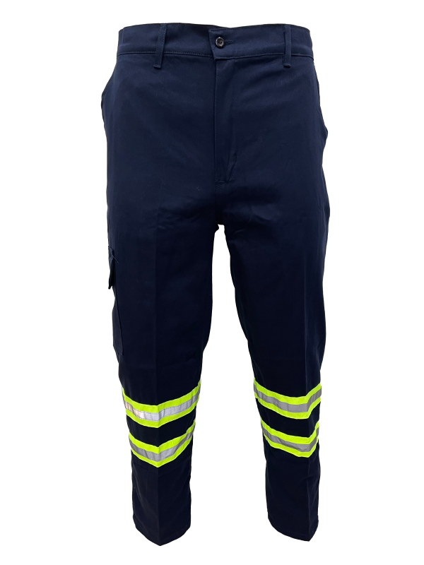 Pantalón de brin azul con reflectivo