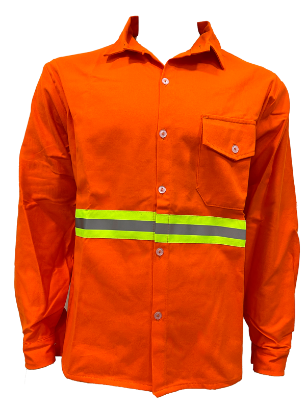 Camisa de trabajo brin naranja con reflectivo