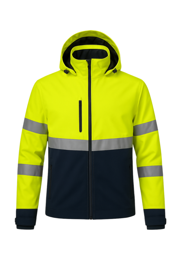 Campera Neopreno hi-viz amarilla y azul con reflectivo